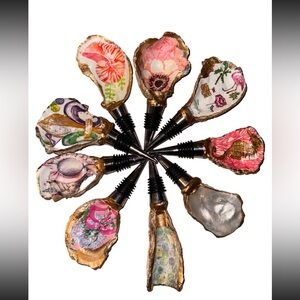 Decoupage Oyster Shell Wine Toppers